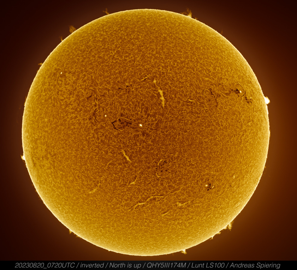 Die Sonne vom 20. August 2023, invertiert.