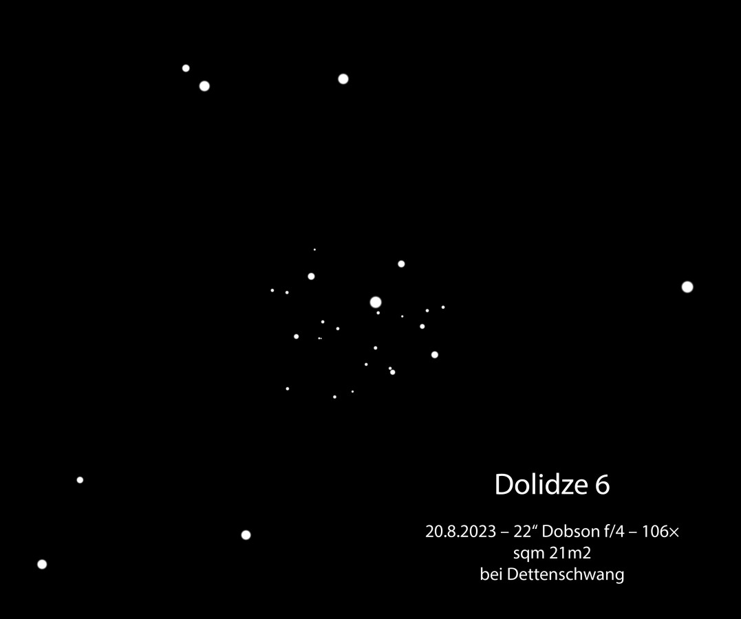 Dolidze 6, ein kleiner Offener Sternhaufen nahe Sadr (Gamma Cygni)