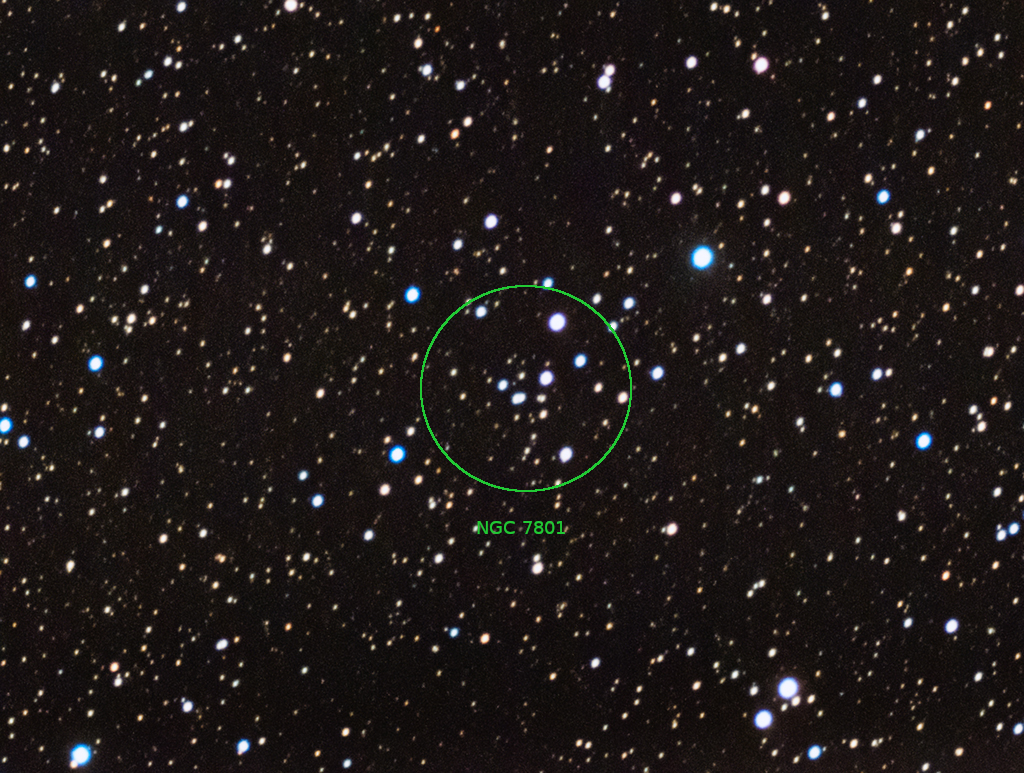 NGC7801 Offener Sternhaufen mit der Vaonis Stellina
