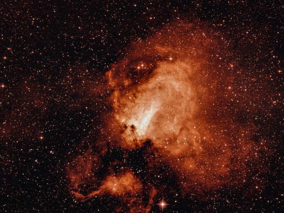 Omega-/Schwanennebel M 17 im Sternbild Schütze (aus der Stadt heraus)