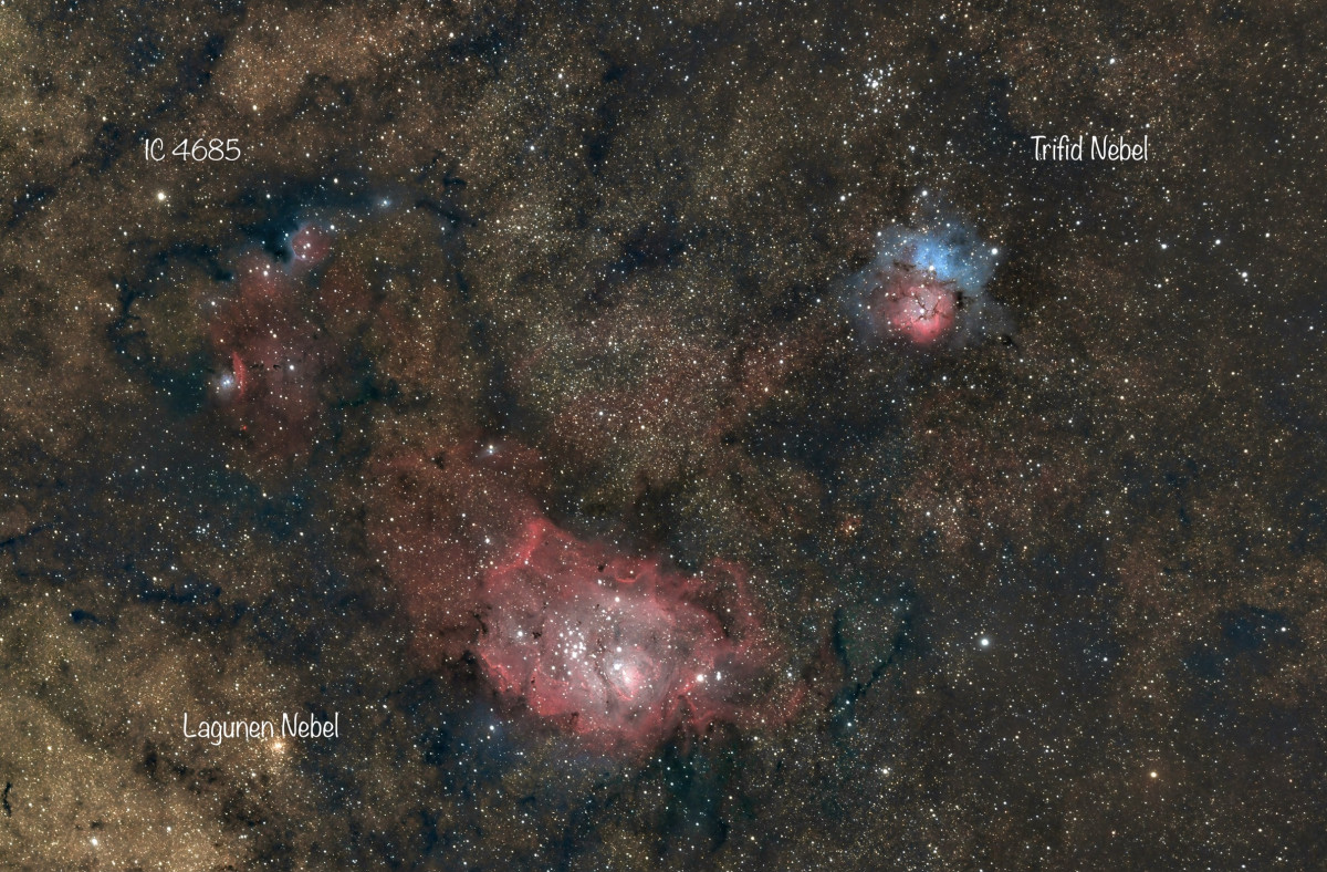 Der Trifid und Lagunen Nebel sowie IC 4685