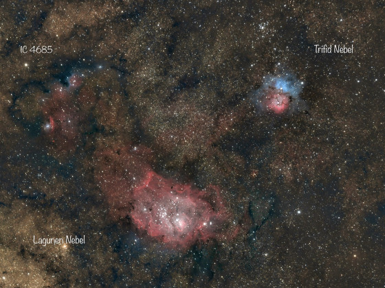 Der Trifid und Lagunen Nebel sowie IC 4685