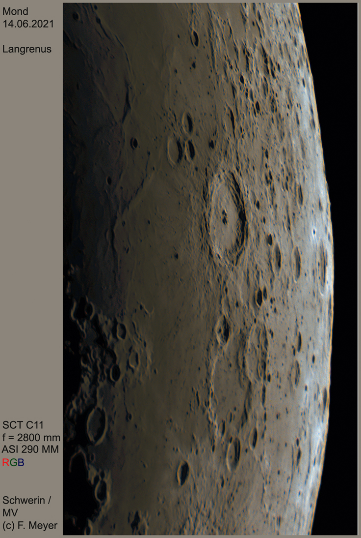 Mondkrater Langrenus und Umgebung am 14.06.2021 RGB