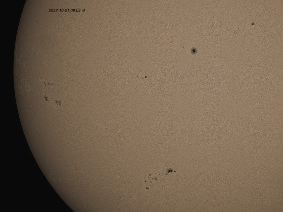 Sonnenflecken am 1. Oktober 2023 (08:09 ut)