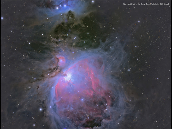 Stars and Dust in Orion Nebula