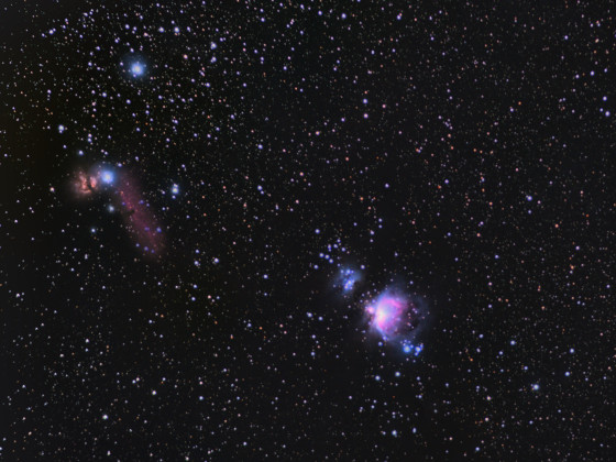 Orion - Weitfeld mit Ahorn-, PFerdekopf und gr. Orion-Nebel.