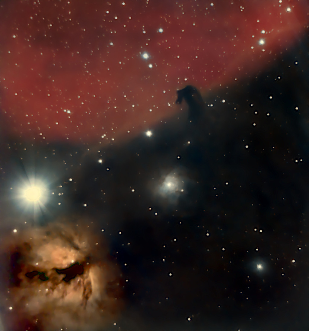 IC434 Pferdekopfnebel und NGC2024 Flammennebel, schon wieder ein Pferd im Flammenmeer.