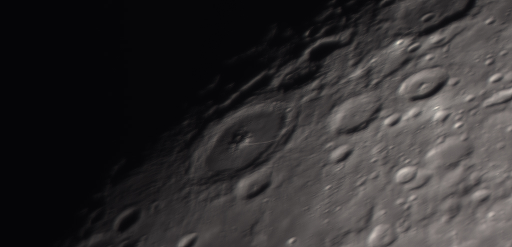 Mond am 28.01.2024 Krater Petavius, Snellius, Stevinus, Wrottesley, Holden