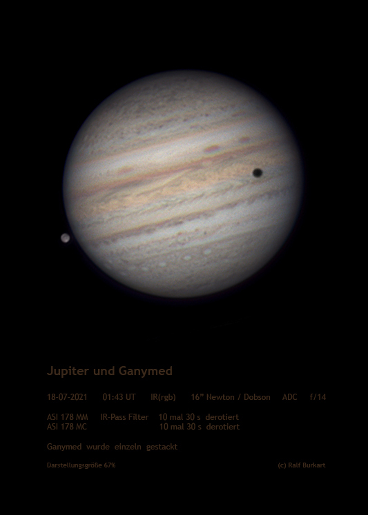 Jupiter im IR mit Ganymed