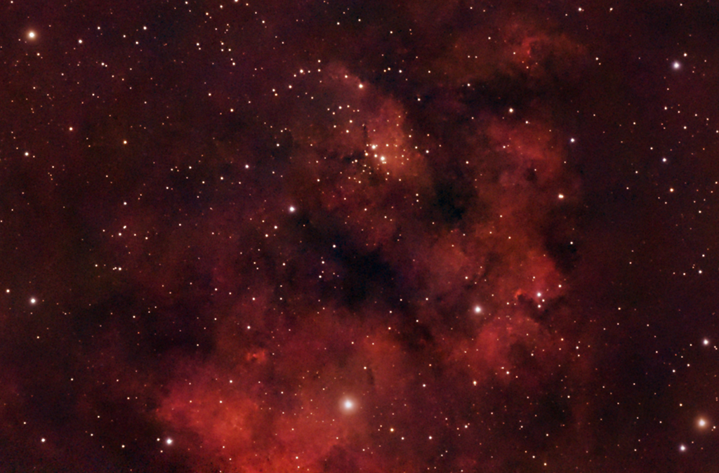 NGC7822 Emissionsnebel (Zentralbereich) und OC Berkeley 59 mit dem Seestar S50
