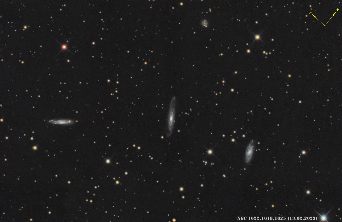 NGC 1622, 1618 und 1625, Galaxiengruppe im Sternbild Eridanus