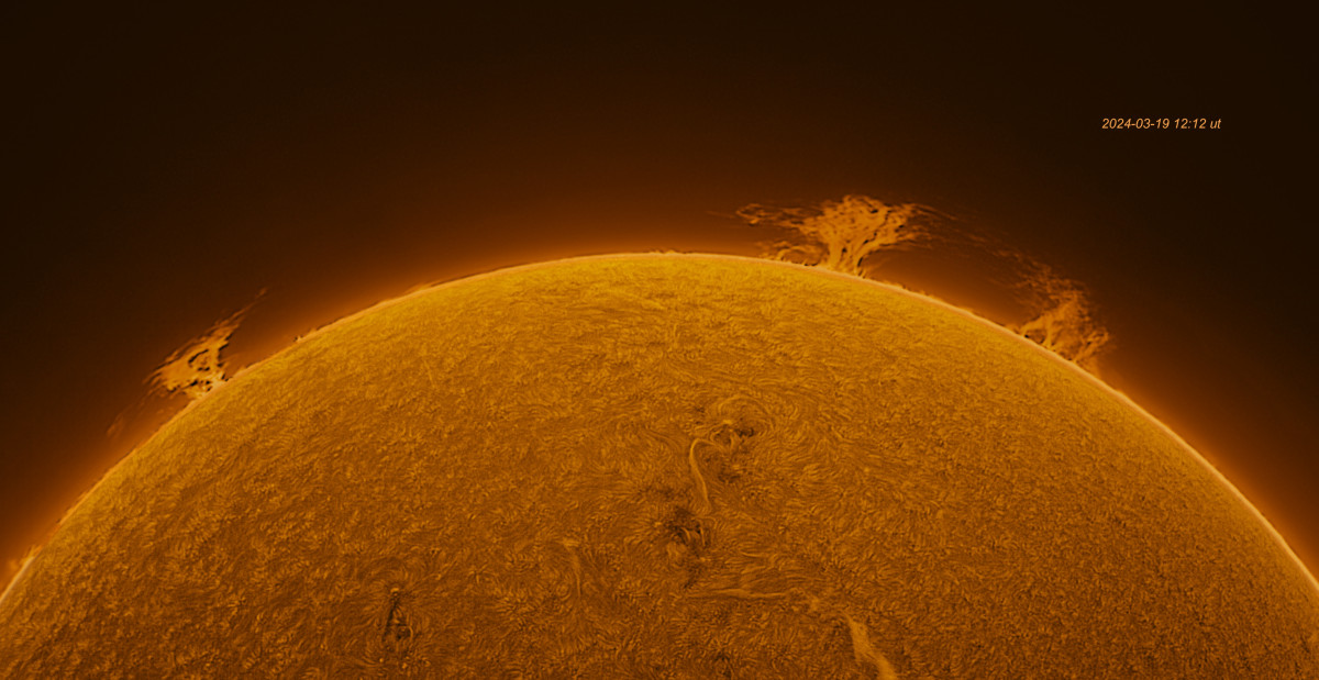 Sonnen - Protuberanzen am 19. März 2024 (12:12ut)