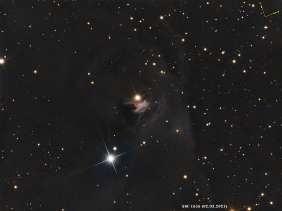 NGC 1555 bzw. SH2-238, Hind's veränderlicher Nebel