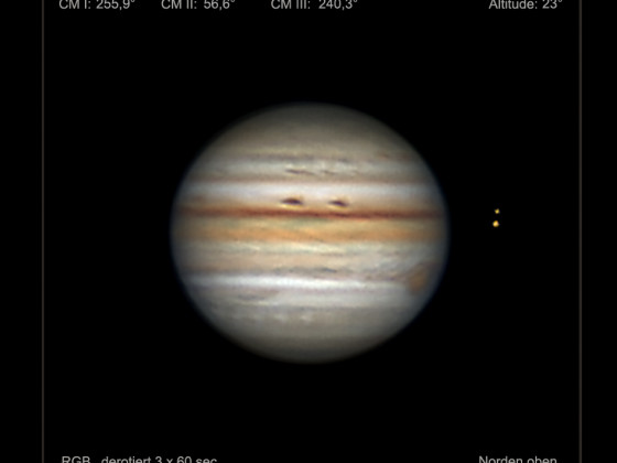 Jupiter, Io und Europa in der Nacht vom 20. zum 21.08.2021