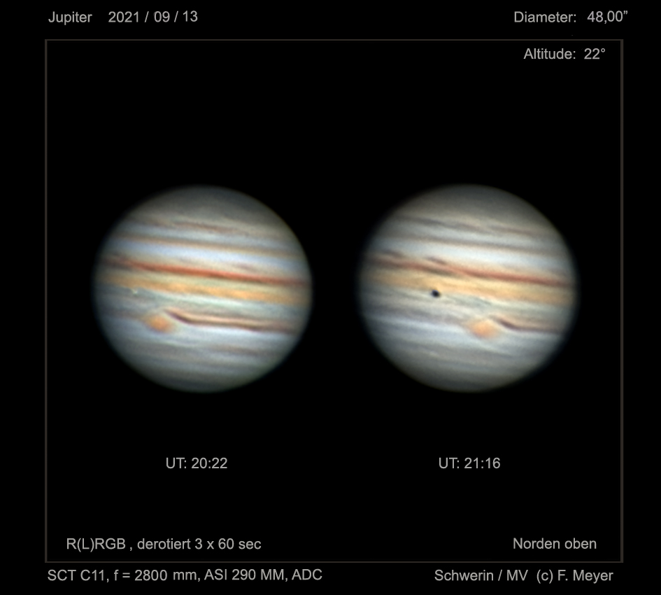 Jupiter und Io am 13. September 2021