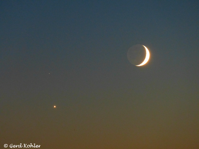 Mond, Venus und der Stern δ Sco "Dschubba"
