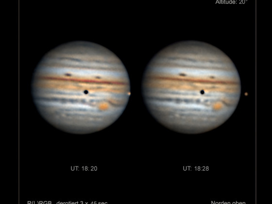 Jupiter & Io mit Schatten am 15.Oktober 2021