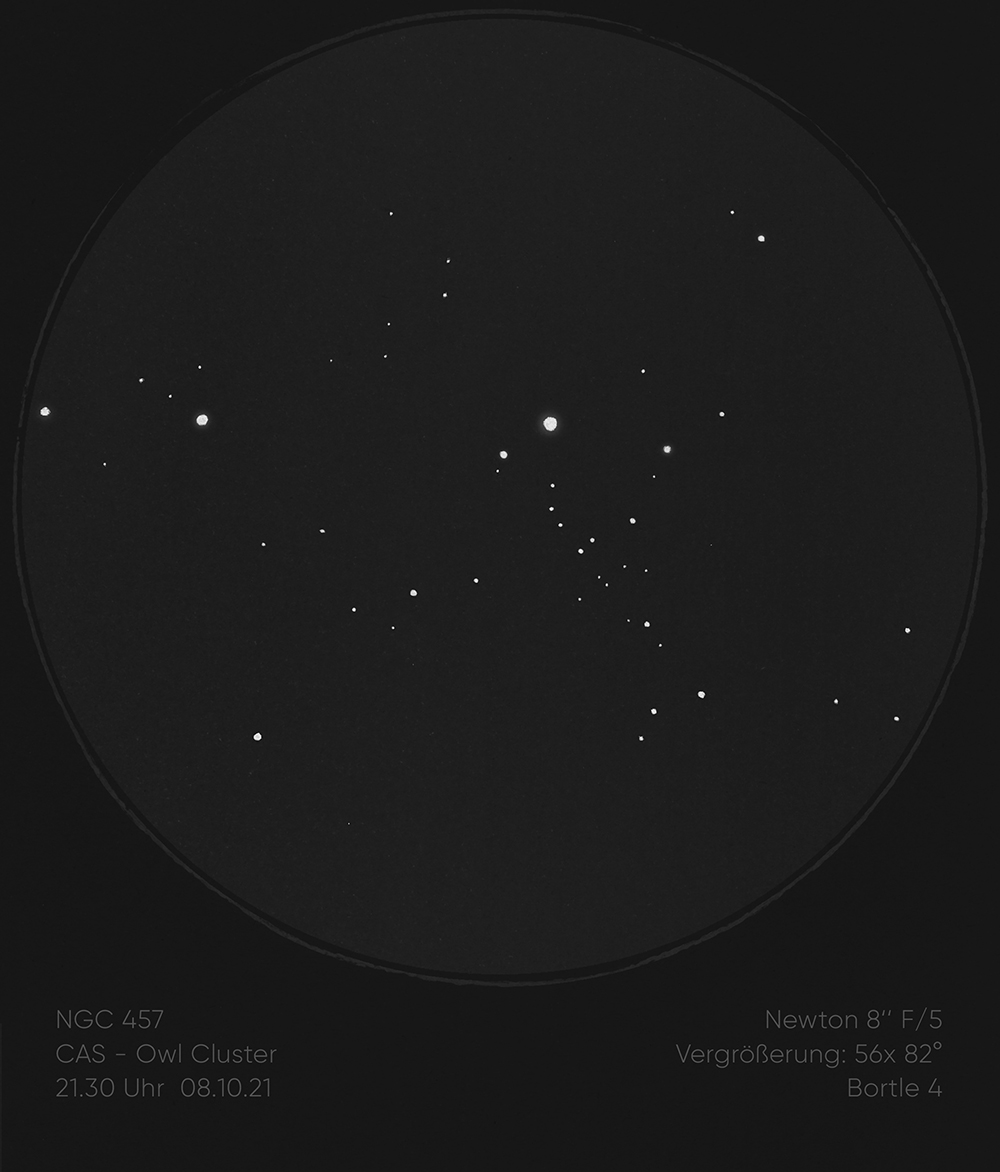 NGC 457 mit 8-Zoll