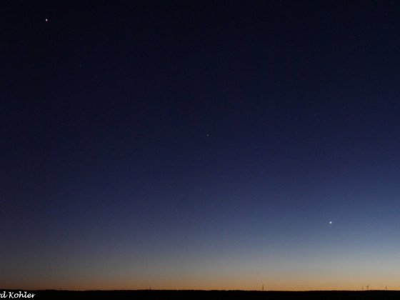 Drei Planeten am Abendhimmel
