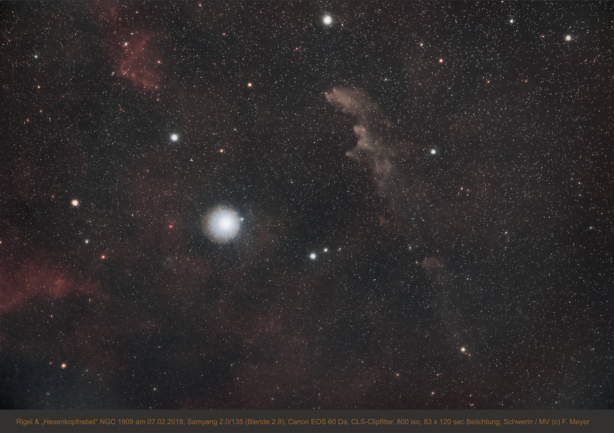 Rigel & "Hexenkopfnebel" NGC 1909 am 07.02.2018