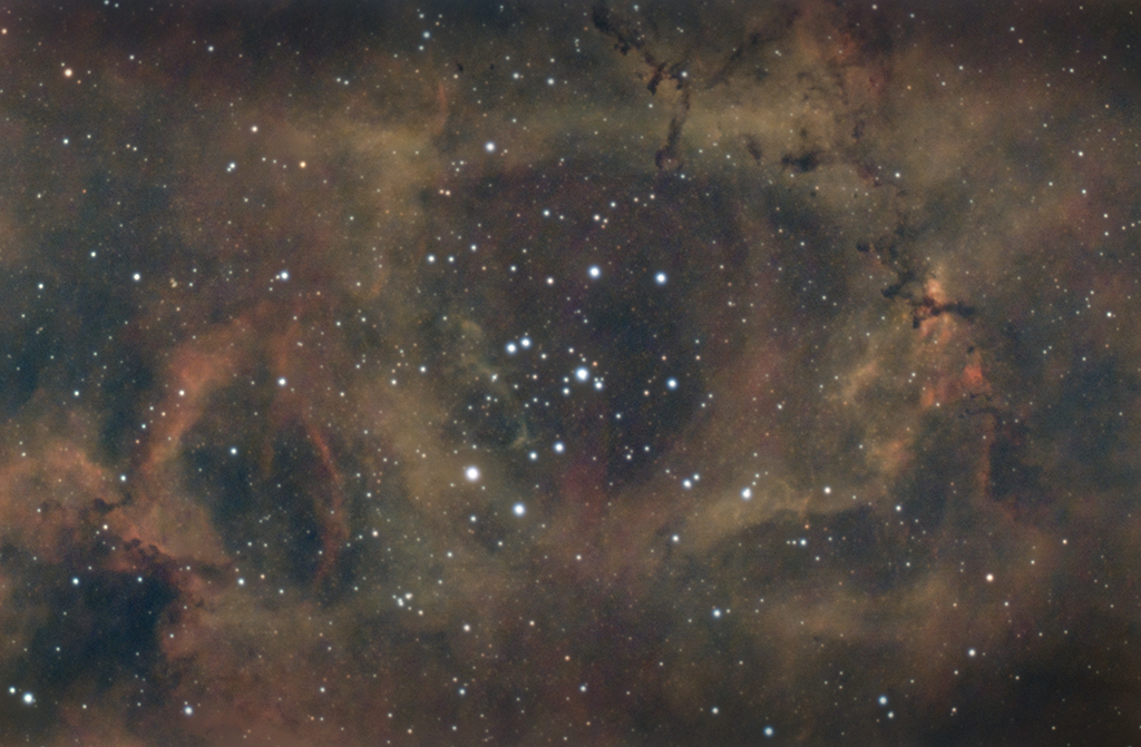 NGC2244 / Mel 47 offener Sternhaufen im Rosetten-Nebel mit der Vaonis Stellina