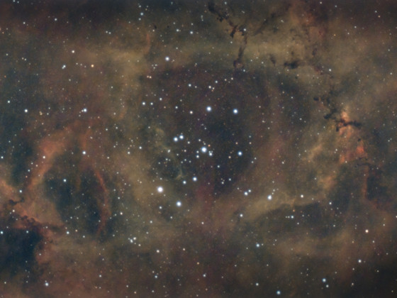 NGC2244 / Mel 47 offener Sternhaufen im Rosetten-Nebel mit der Vaonis Stellina