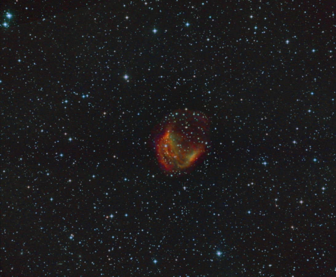 Abell 21 Medusa-Nebel mit 8" f/4 Newton und Canon 600da; 20x5 min aus 2020 + 13x10 min aus 2022; Filter: IDAS V4 + Astronomik UHC zusammen