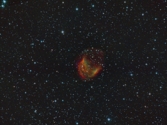 Abell 21 Medusa-Nebel mit 8" f/4 Newton und Canon 600da; 20x5 min aus 2020 + 13x10 min aus 2022; Filter: IDAS V4 + Astronomik UHC zusammen