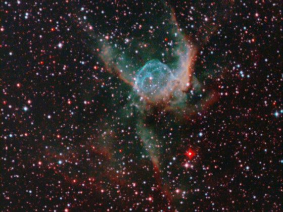 Thor's Helm NGC 2359 mit 8" f/4 Newton und Canon 600da; 32x10 min mit IDAS V4 + Astronomik UHC Filter in einem Strahlengang