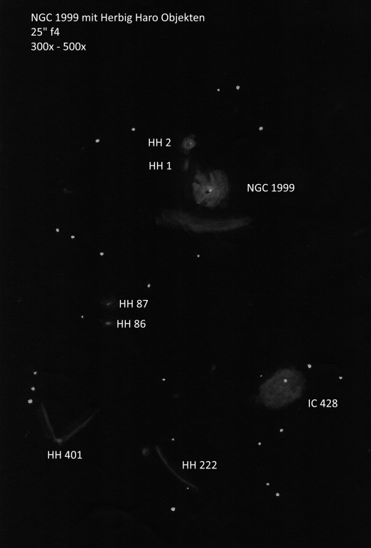 NGC 1999 mit Herbig Haro Objekten
