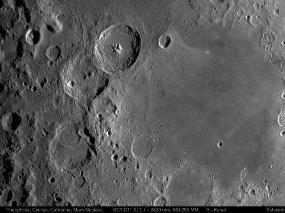 Mond, Theophilus, Cyrillus, Catharina & Mare Nectaris am 09.03.2022