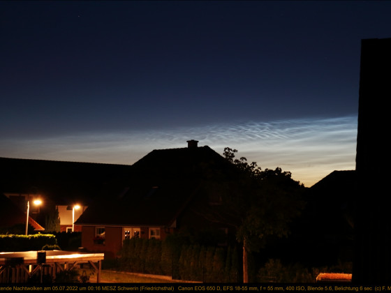 Leuchtende Nachtwolken über Schwerin am 05.07.2022(2)
