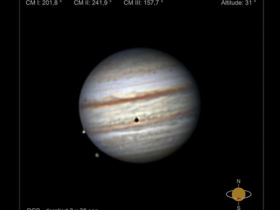 Jupiter, Ganymed und Io mit Schatten am 02.08.2022