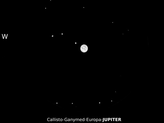 Jupiter mit 3 Monden Zeichnung