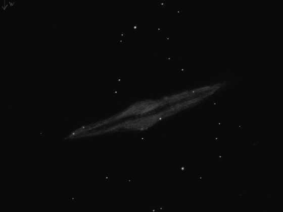 NGC 891 mit 16", 200x, GG: 6m3,  9/2014
