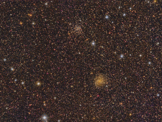 Sternhaufen NGC 6939 u. Galaxie NGC 6946 neu bearbeitet mit graxpert und starnet v2; 6" f/4 Newton + Canon 750d; 08.05.2018; 31x3 min; ohne Filter;