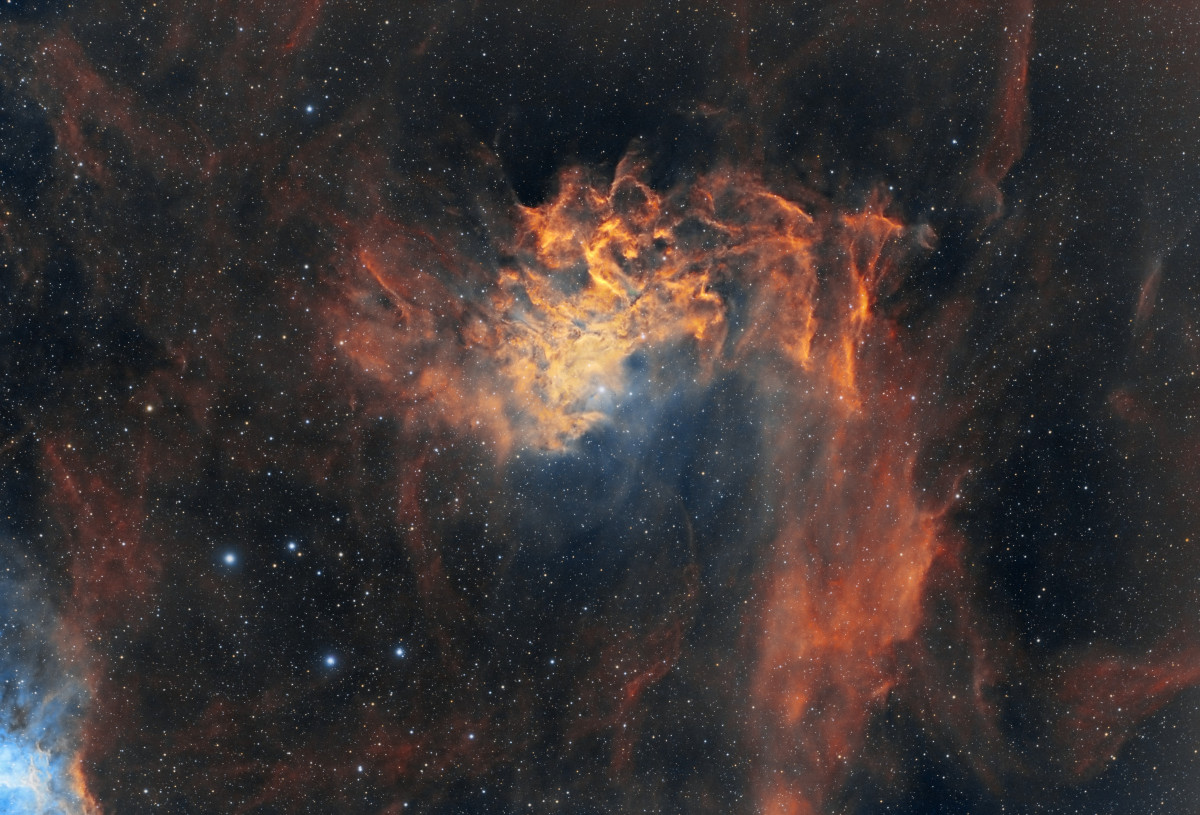 Flaming Star Nebula in SHO aus Berlin in einer Nacht