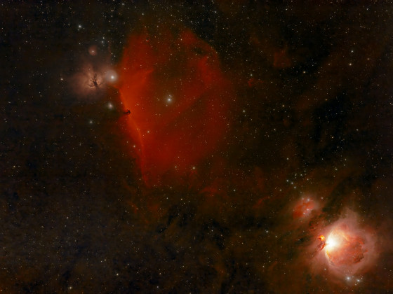 Orionregion (Pferdekopfnebel, Flamennebel und Orionnebel)