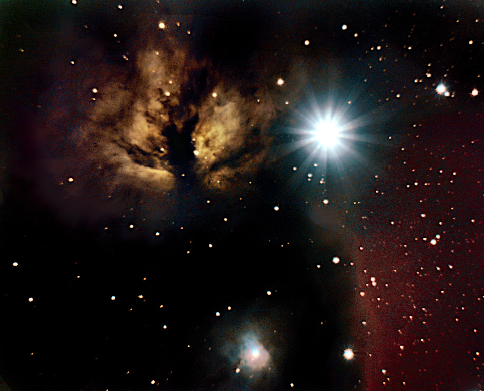 NGC2024 Flammen-Nebel und NGC2023 mit 76/700, mit Farbrauschen