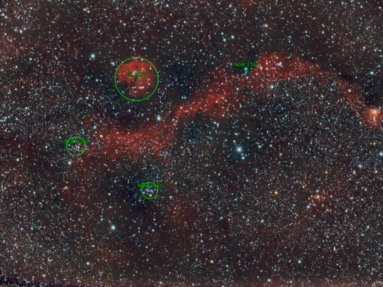 nochmal der Möwennebel IC 2177 im Einhorn; 23.02.2019; APO80 bei 385mm; IDAS V4-Filter; nur 3x15 min; Norden ist links; beschriftet