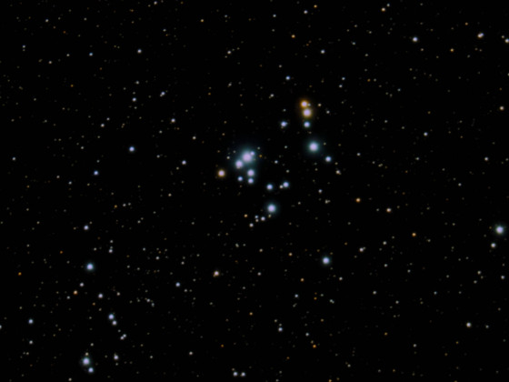 "37"-Haufen NGC 2169 mit C 9.25 bei ca. 1525mm und Canon 77da; 217x10 sec ungeguidet; kein Filter; Mond noch niedrig, schlechtes Seeing; 08.02.2023; ca. 21.00 Uhr