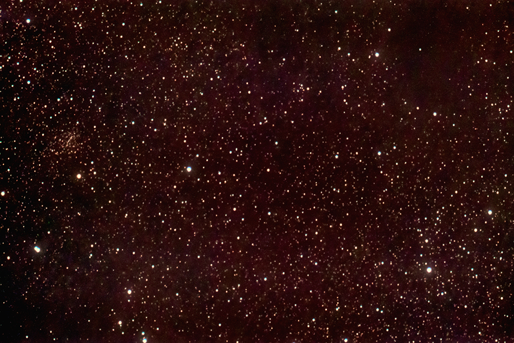 M24 / IC4715 Kleine Sagittarius-Wolke (Ausschnitt) und Offener Sternhaufen NGC6603 mit der Vaonis Stellina