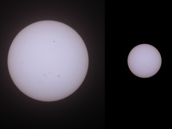 Sonne 25.03.2023 - 8" Newton vs. Refraktor Quadruplet Astrograph 65mm