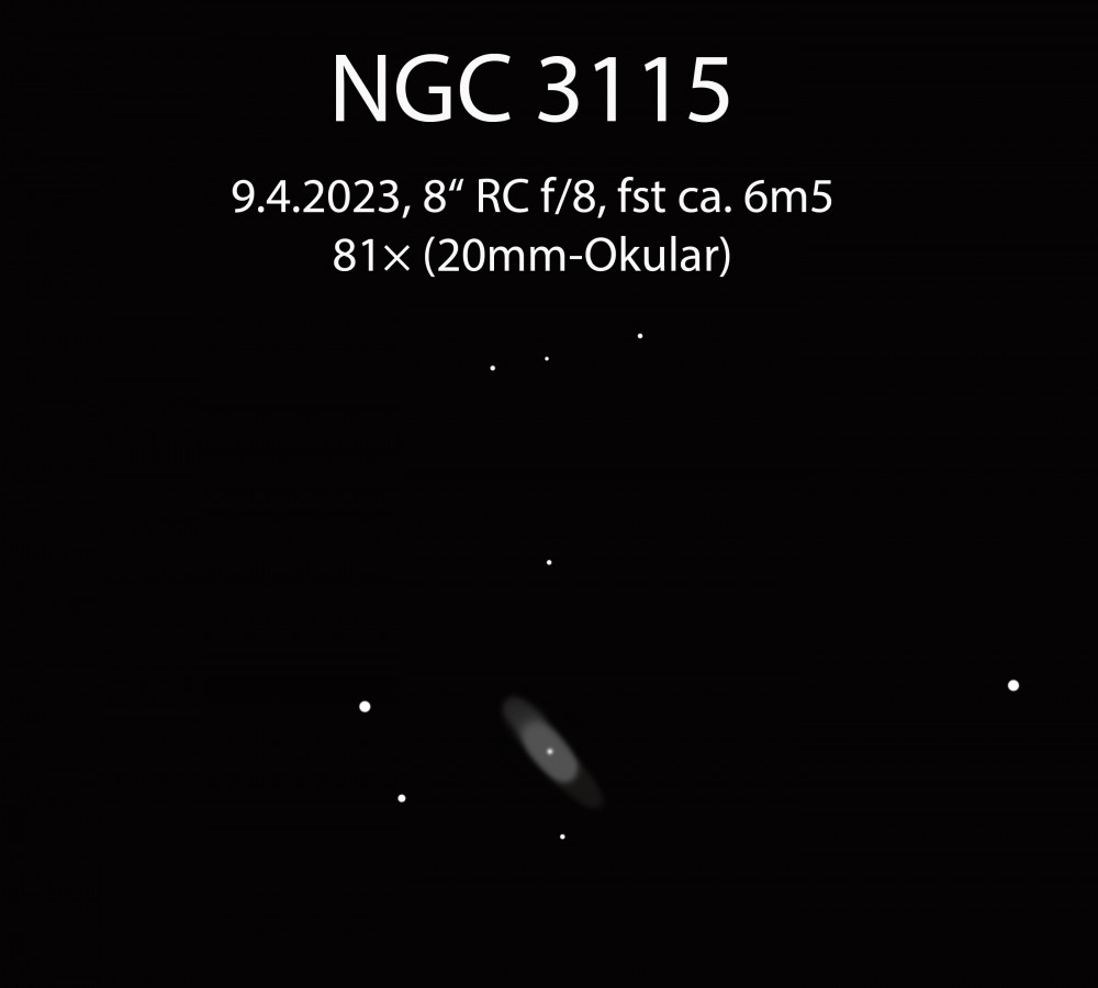NGC 3115, die Spindelgalaxie im Sextant