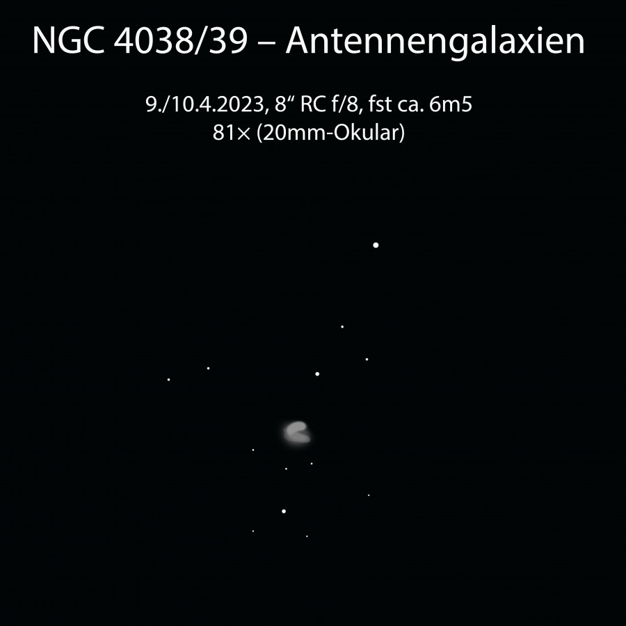 NGC 4038/39 = Arp 244, die Antennengalaxien im Raben