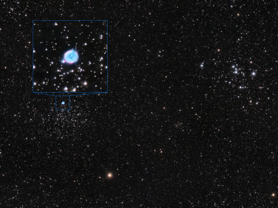 M47, M47 und NGC 2438 mit nur 15 Minuten Belichtungszeit
