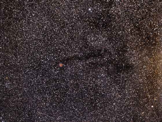 Barnard 168 Region: farblich verbessert; rechte Histogrammflanke nun farblich fast homogen; Samyang 135mm; Canon 750da; 225x32 sec; kein Filter; bortle 6-7; 26.05.2023;