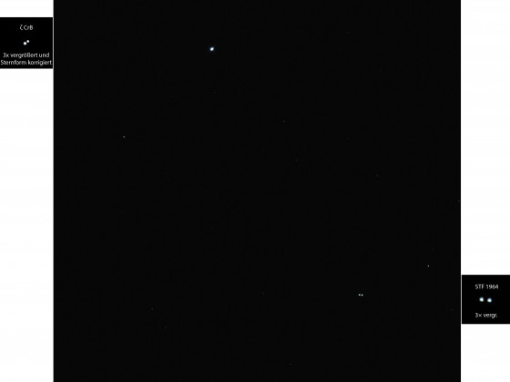 Zeta Coronae Borealis (STF 1965) und STF 1964, zwei Doppelsterne