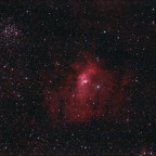 NGC 7635 mit M52: 8" f/4 Newton mit Canon 600da; 16x8 min mit dem l-enhance-Filter; ständig Dunstschleier u. Kondenzstreifen; WPN wurde größtenteils m. Weichzeichner glattgebügelt