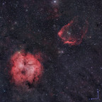 Sh2-129 + Sh2-131  - LRGBHO Widefield Mosaik mit 135mm Pentax Altglas